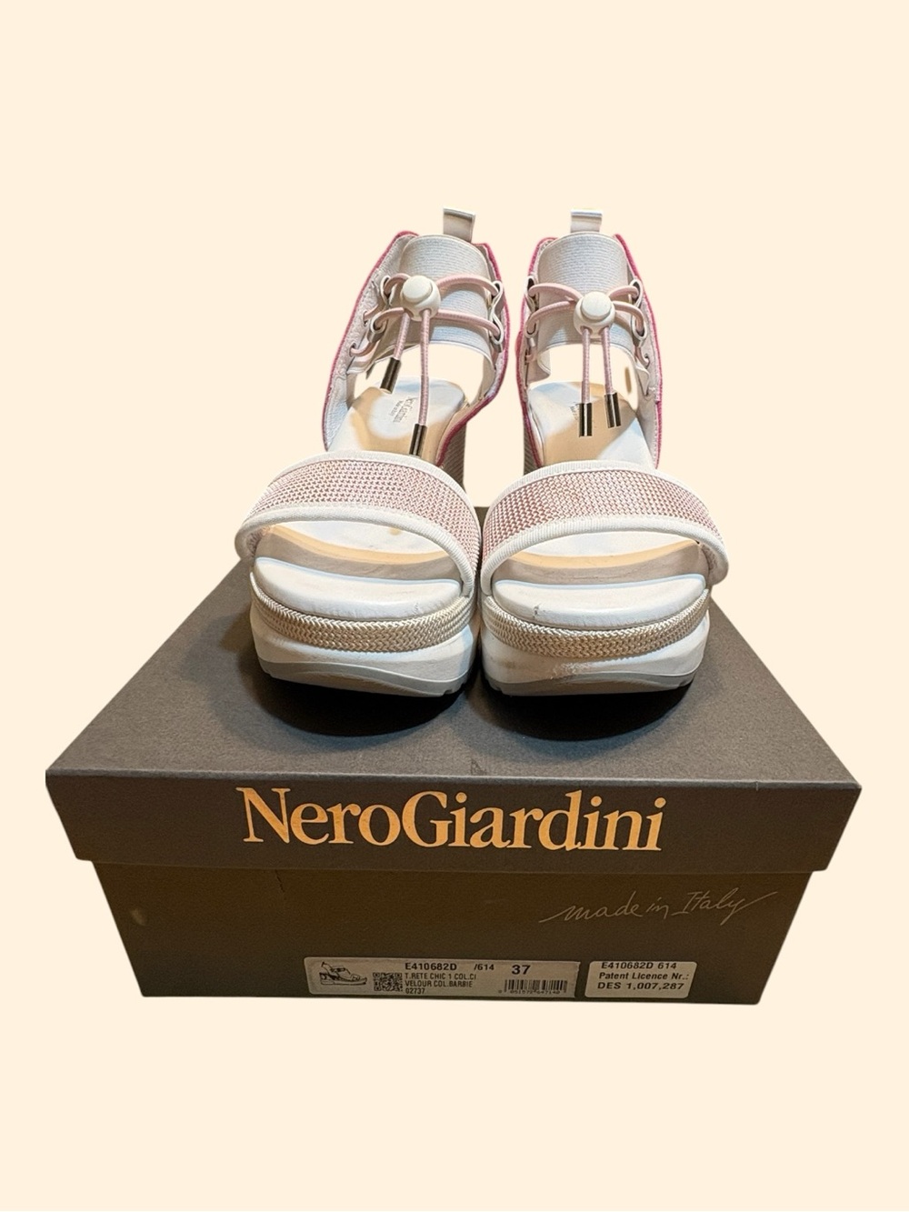 Nero Giardini “Barbie” Wedge Sport Sandal-Pink & White